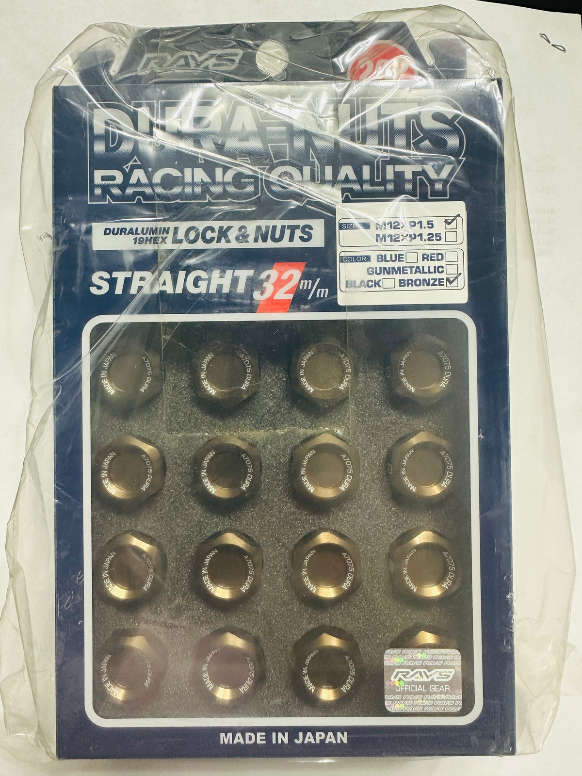 RAYS DURA-NUT L32 Straight Type 12×1.50 Bronze