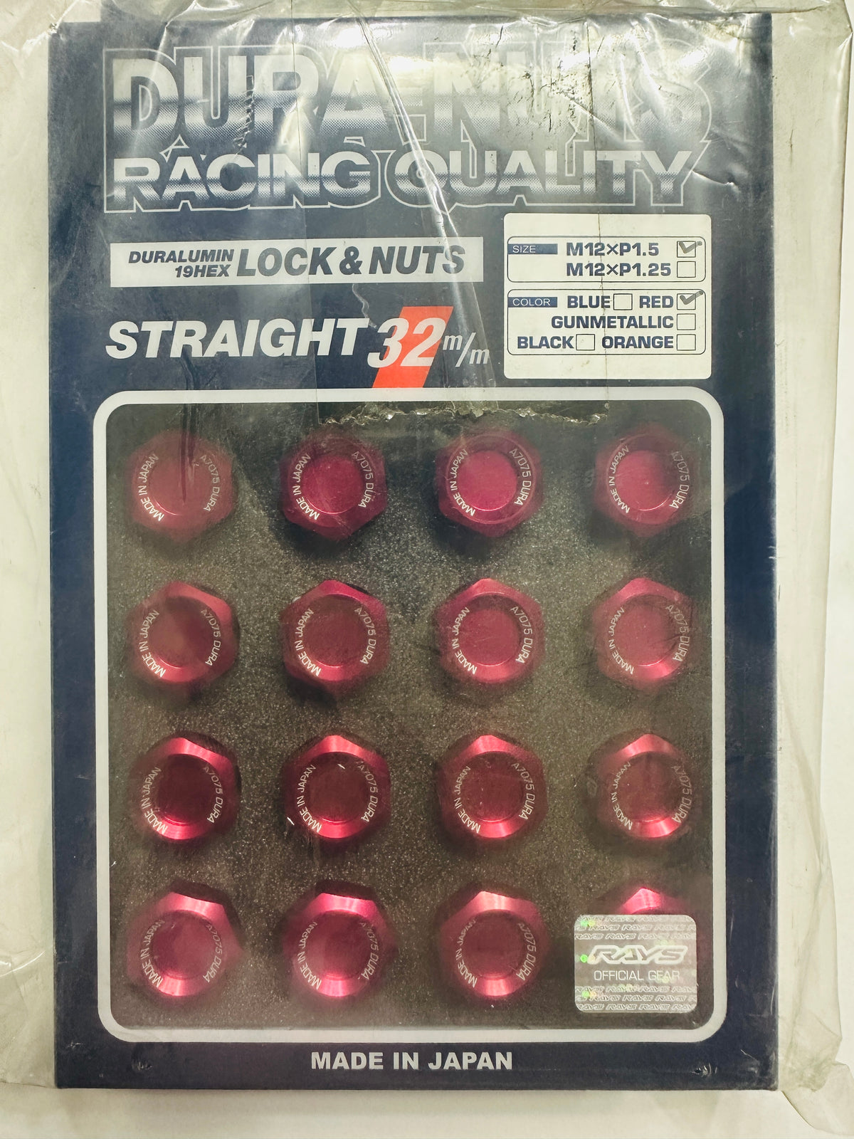 RAYS DURA-NUT L32 Straight Type 12x1.50 RED