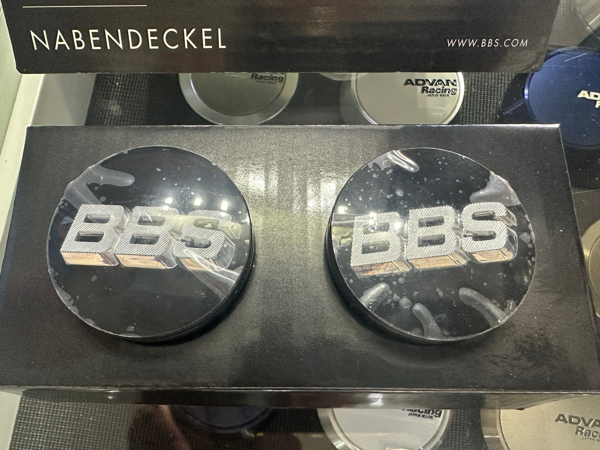 BBS 3D Center Cap (Set of 4) - 56mm - Black / Chrome 3D Logo